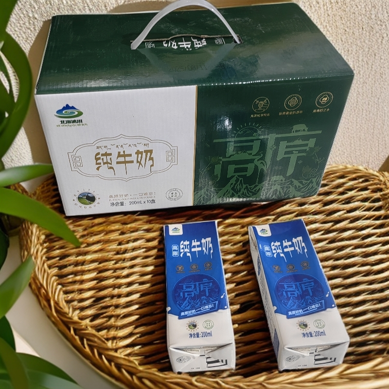 北海冰川纯牛奶北方银泉高原纯牛奶黄金奶源带200ml*10盒整件