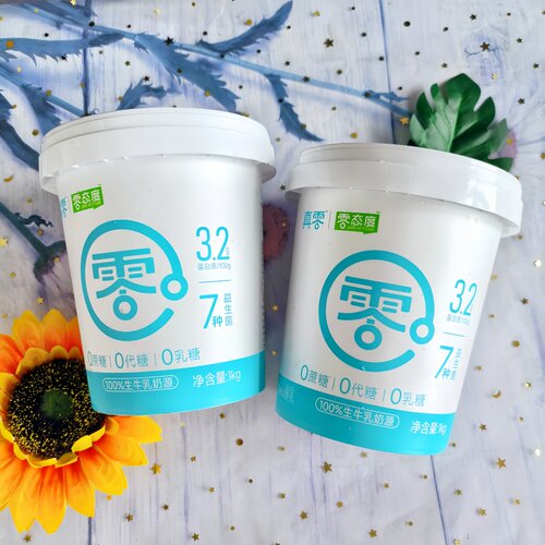 真零酸奶0蔗糖0乳糖0代糖风味发酵乳1kg桶装低温早餐酸奶