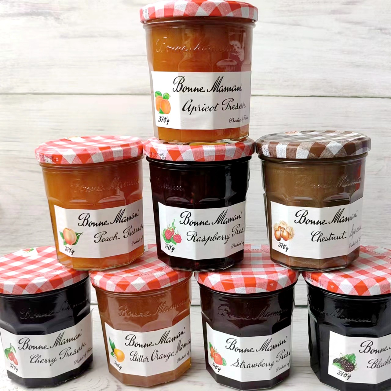 法国进口蓓妮妈妈栗子杏果蓝莓树莓草莓桃子橙子果酱涂抹酱370g