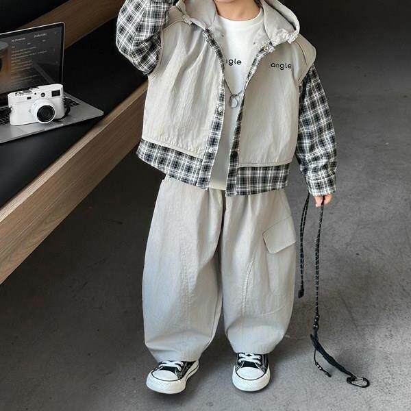 男童套装2026春秋季新款儿童帅气假两件外套三件套宝宝时髦衣服潮