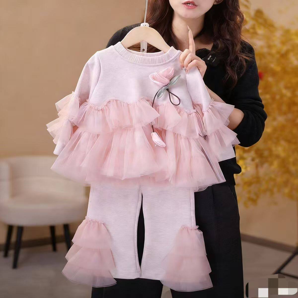 2026春装新款女童网纱卫衣套装春季超洋气时髦宝宝公主洋气两件套