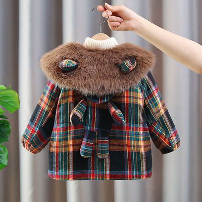 女童棉服连帽冬季2025加绒新款儿童加厚宝宝冬装外套洋气时尚棉服