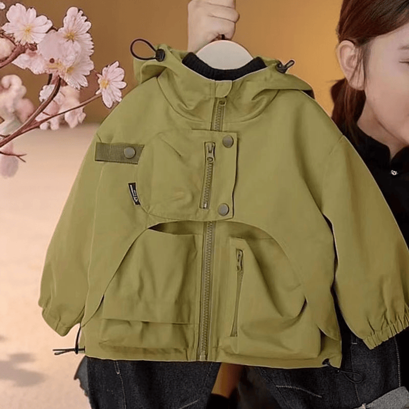 儿童2026春秋季新款儿童春季连帽户外冲锋衣登山服外套酷防风衣潮