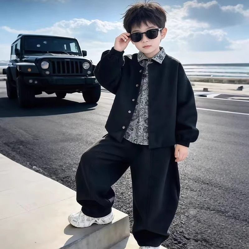 男童春装三件套2026新款儿童装套装春款痞帅风男孩春季套装男童装