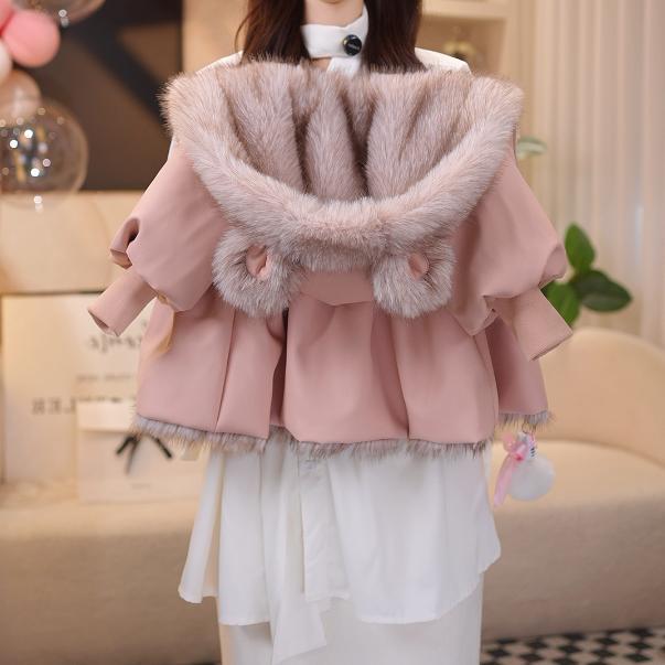 2025新款女童皮衣外套秋冬装加绒厚款女宝宝外套pu皮衣连帽韩版潮