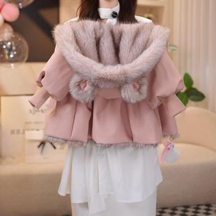 2025新款女童皮衣外套秋冬装加绒厚款女宝宝外套pu皮衣连帽韩版潮