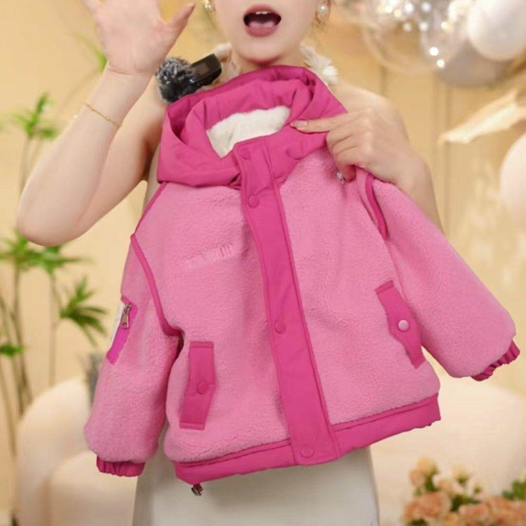2025新款冬季加绒加厚外套女童韩版洋气中大童冬装夹棉连帽上衣潮