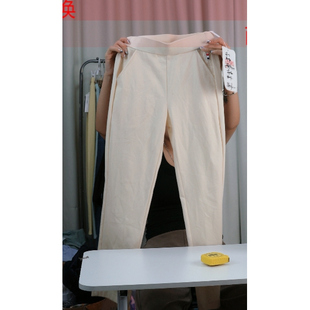能豆子家童裝 2528 米色黑色兜標(biāo)煙管休閑褲 7.22寶媽款