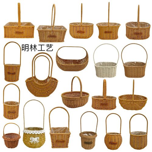 仿藤编手提插花手工编织花篮客厅