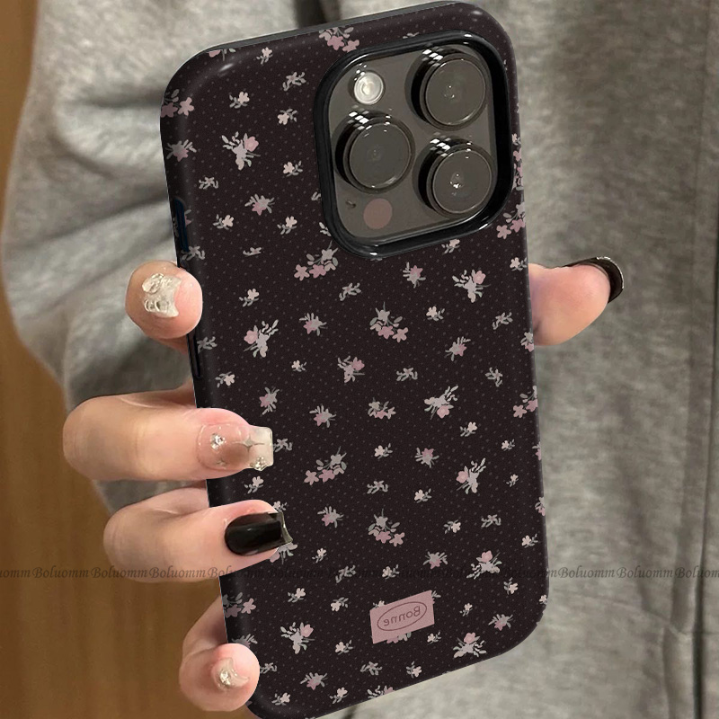 菲林适用于苹果17promax手机壳黑色碎花iphone12/13套硅胶14max全包防摔xs日韩小众15plus网红新款女air潮牌6