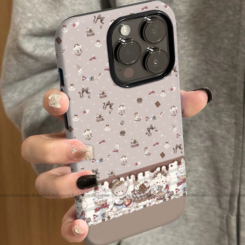 菲林适用于苹果17promax手机壳饼干小熊iphone12/13套硅胶14max全包防摔xs卡通日韩15plus网红新款女air潮牌6