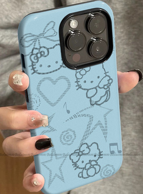菲林适用于苹果17promax手机壳蓝色凯蒂iphone12/13套硅胶14max全包防摔xs卡通可爱15plus网红新款女air潮牌6