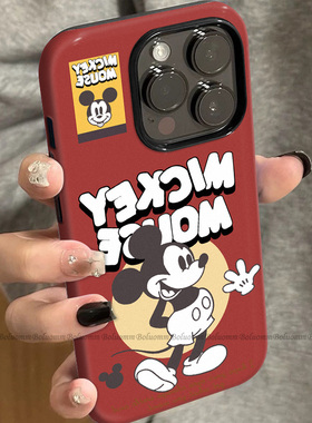 菲林适用于苹果17promax手机壳红色米奇iphone12/13套硅胶14max全包防摔xs卡通复古15plus网红新款女air潮牌6