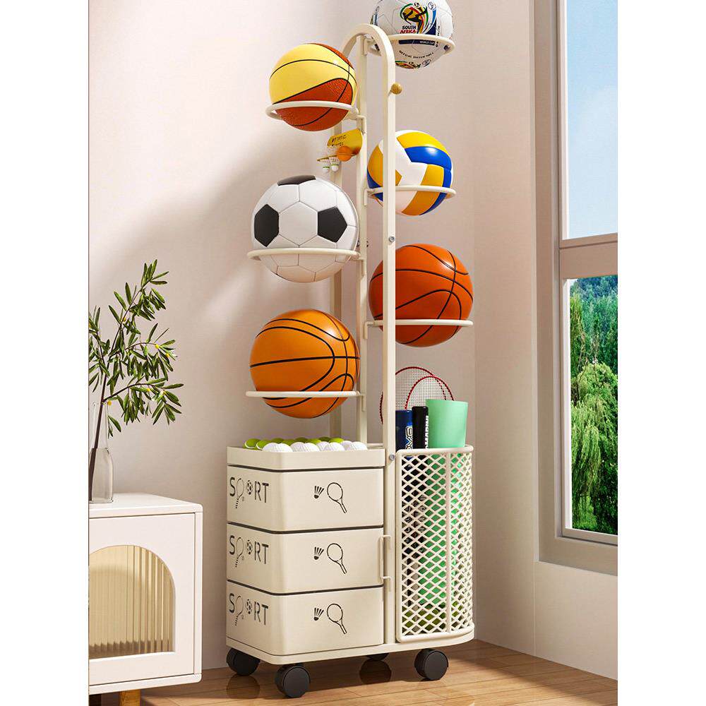 篮球收纳架家用室内落地儿童足球排球羽毛球类置物架子瑜伽收纳筐
