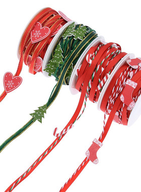 新款手工装饰丝带 圣诞DIY拐杖袜子圣诞树装饰织带5米