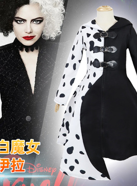101忠狗黑白魔女库伊拉 Cruella de Vil cosplay服装斑点狗数码印