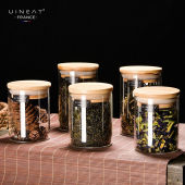 游驿UINEAT竹盖密封罐玻璃茶叶罐便携式 收纳储物瓶厨房杂粮干果存