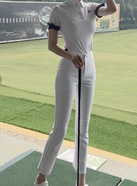 高尔夫球女裤春夏新款高腰长裤白色修身显瘦速干弹力运动休闲裤子