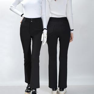 高尔夫女裤 新款 薄绒长裤 加绒弹力微喇女裤 黑色速干提臀球裤 秋冬季