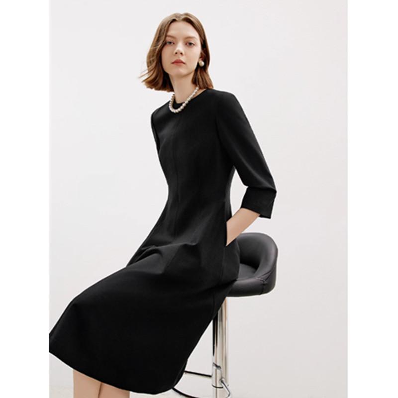 羊毛复古法式赫本风收腰裙子