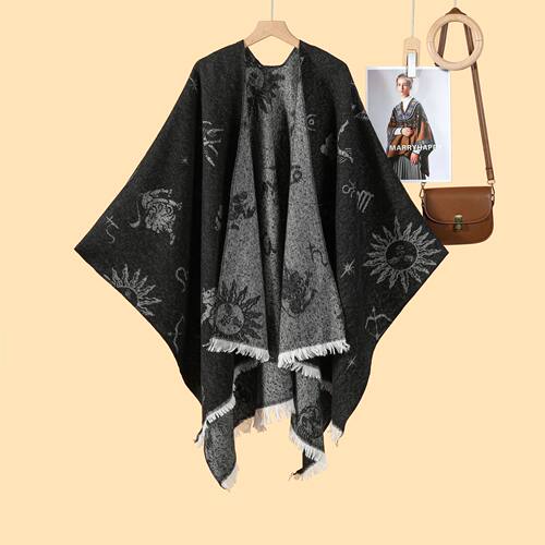 新款田园风女士双面提花披风