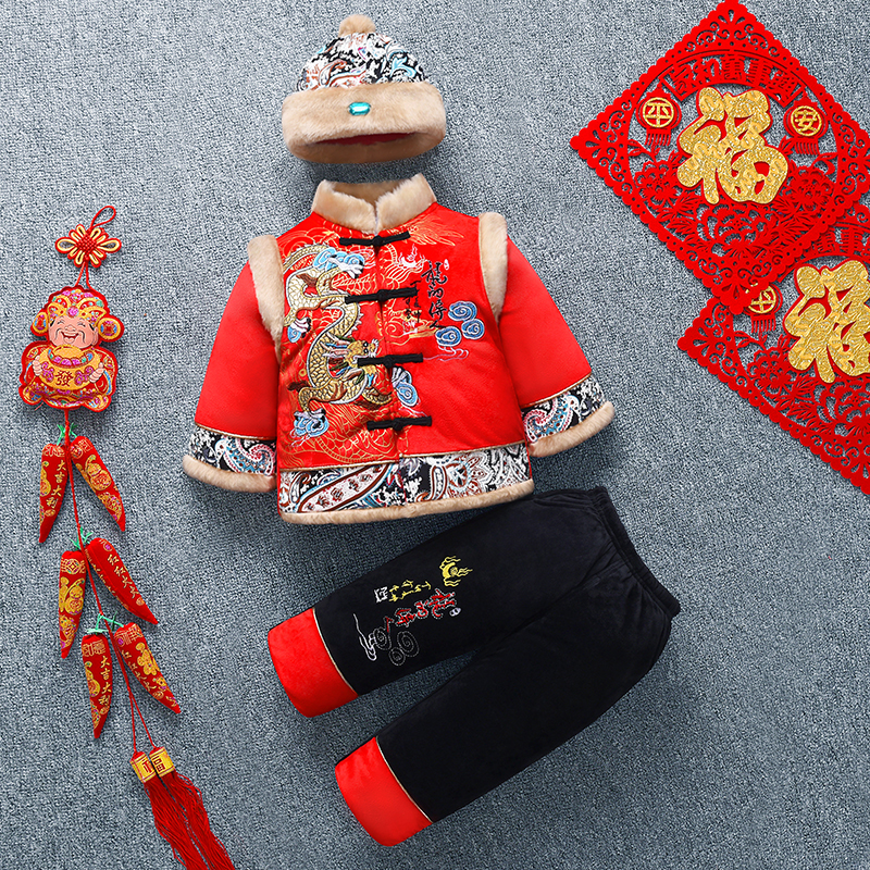 男童过年唐装新年拜年衣服冬装