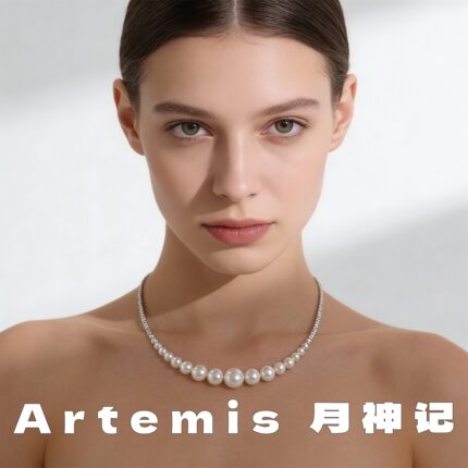 施家珍珠碎银子渐变微笑项链小众高级毛衣颈联