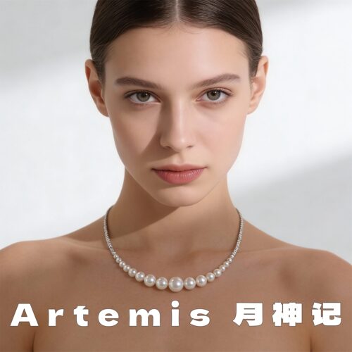 施家珍珠碎银子渐变微笑项链小众高级毛衣颈联