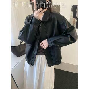2025春秋新款 黑色皮衣洋派上衣女高级感小众设计感机车小个子夹克