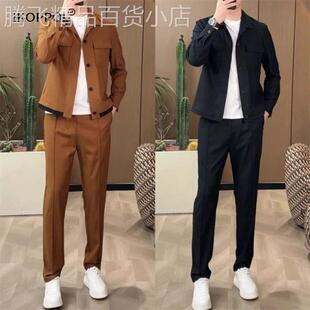 高端欧洲站运动休闲夹克套装男2026春秋季新款慵懒风时尚两件套潮