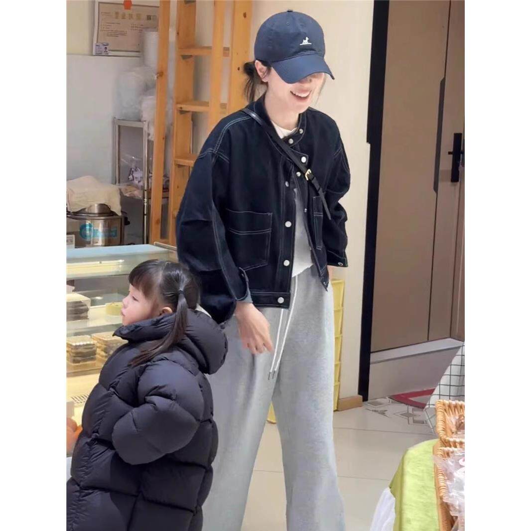 香港TIMO牛仔外套女短款秋季韩版覆古宽松高级感小个子夹克上衣