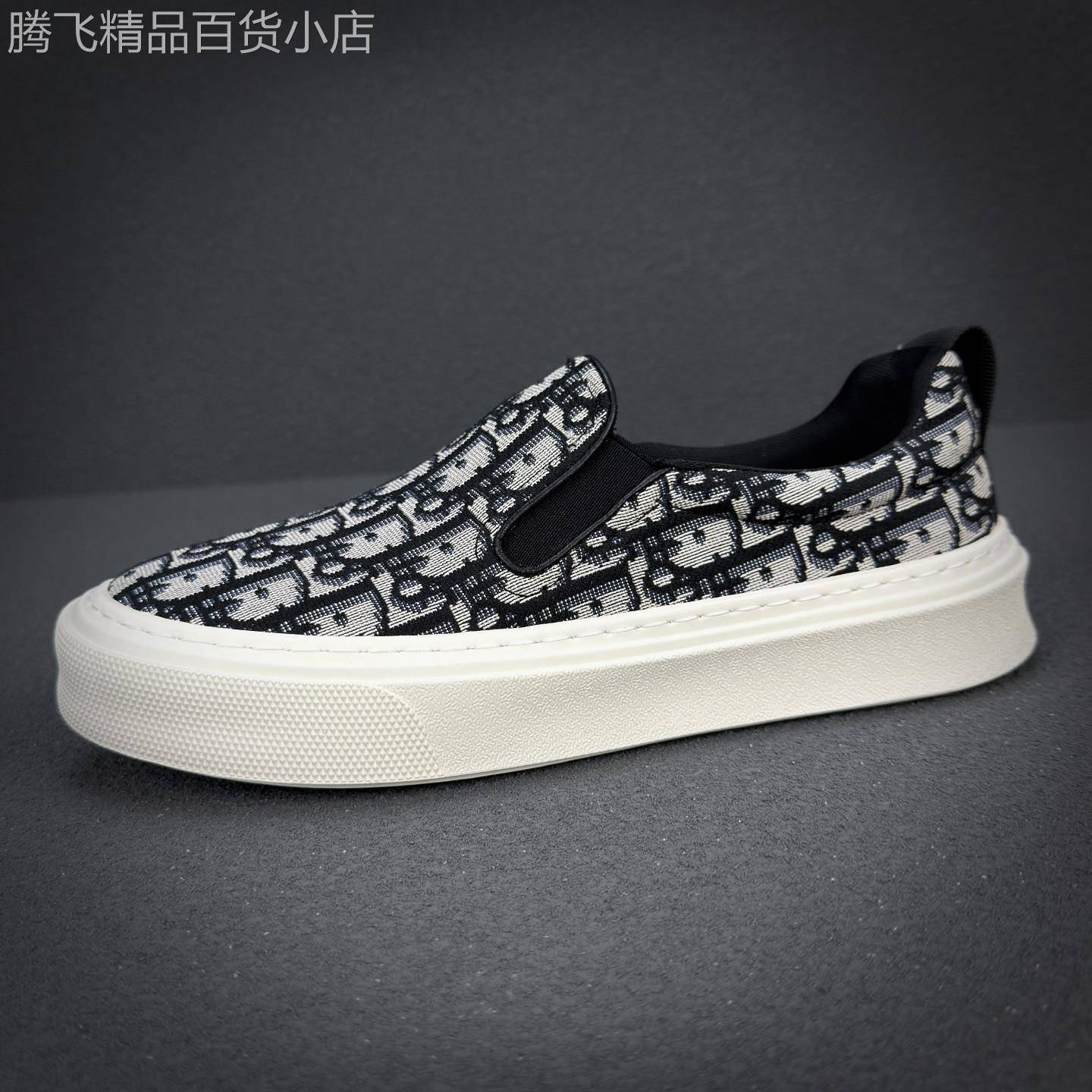 轻奢时尚透气百搭花色休闲板鞋男夏季新款平底懒人一脚蹬乐福布鞋