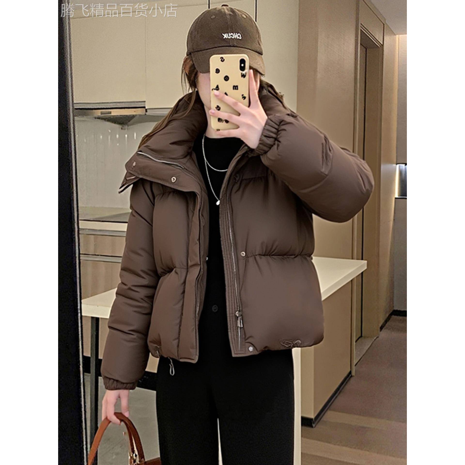 小个子短款连帽羽绒服女2025冬季新款白鸭绒爆款漂亮面包服外套