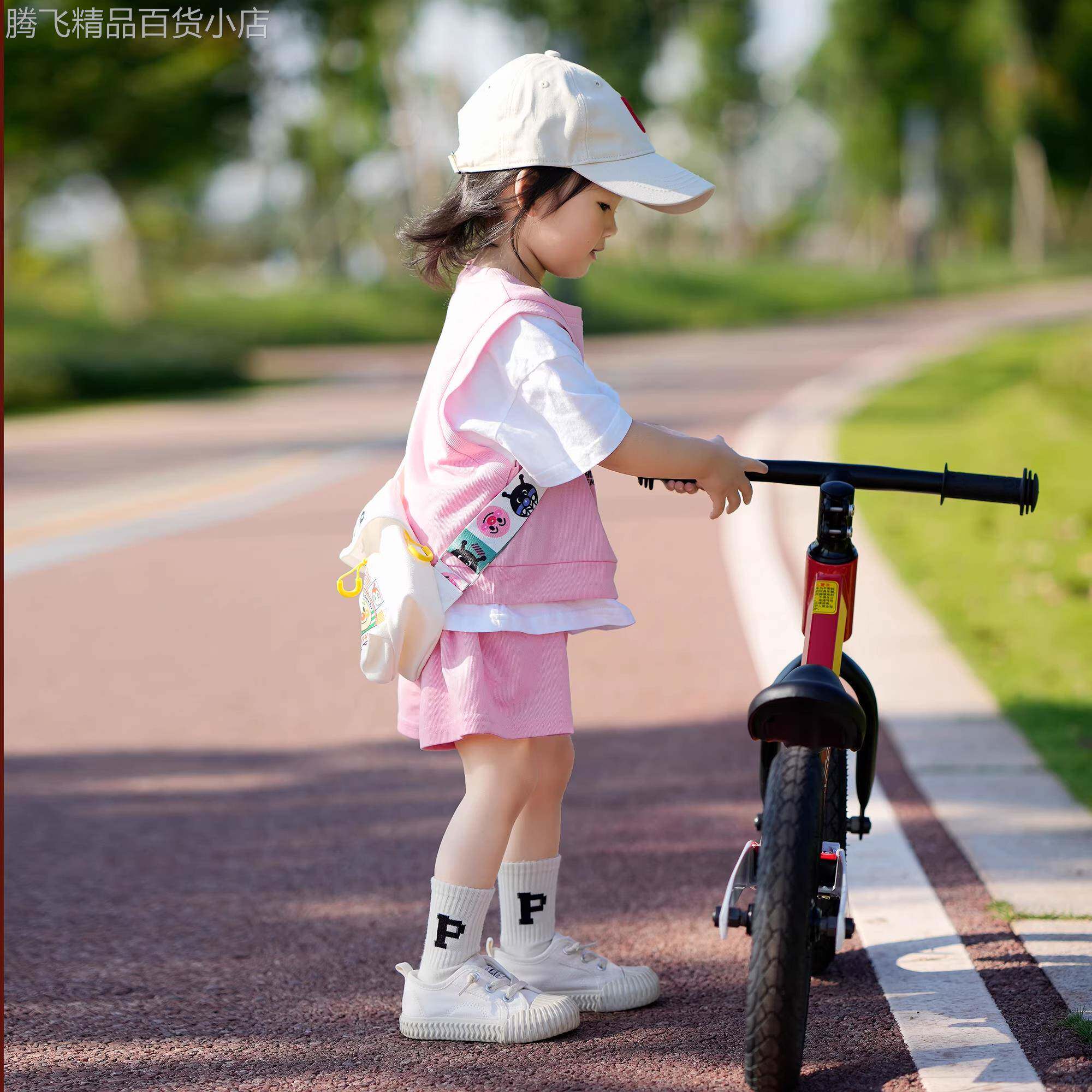 法国Uamtor女童套装2025夏季新款假两件短袖t恤短裤儿童运动装