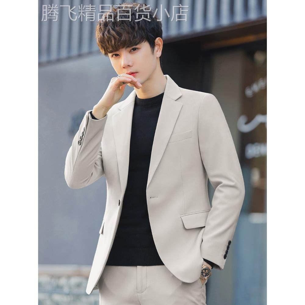韩版男士西装套装纯色休闲修身小西服外套时尚潮流痞帅气商务正装