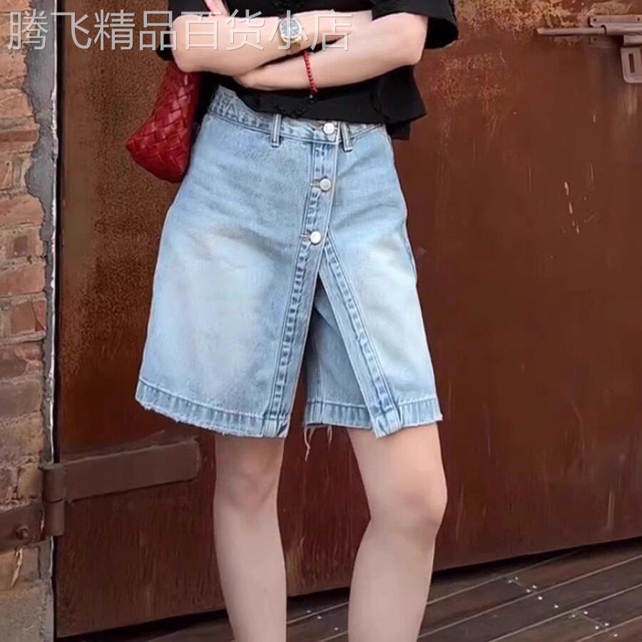 牛仔短裤女夏2026新款外穿薄款a字高腰宽松大码胖mm五分裤裙子女