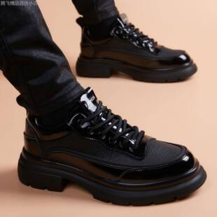 高档皮鞋男款软底防臭真皮年轻人男士休闲英伦风商务软皮增高男鞋