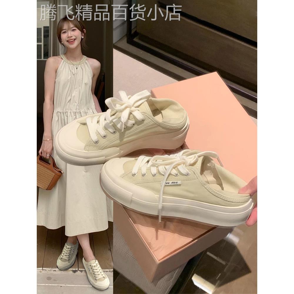 香港帆布女鞋2025春秋季新潮流鞋在原宿风格韩国跟白色女鞋百搭