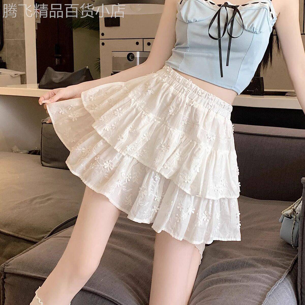白色半身裙女夏季2026新款辣妹蓬蓬蛋糕裙子百搭高腰显瘦a字短裙