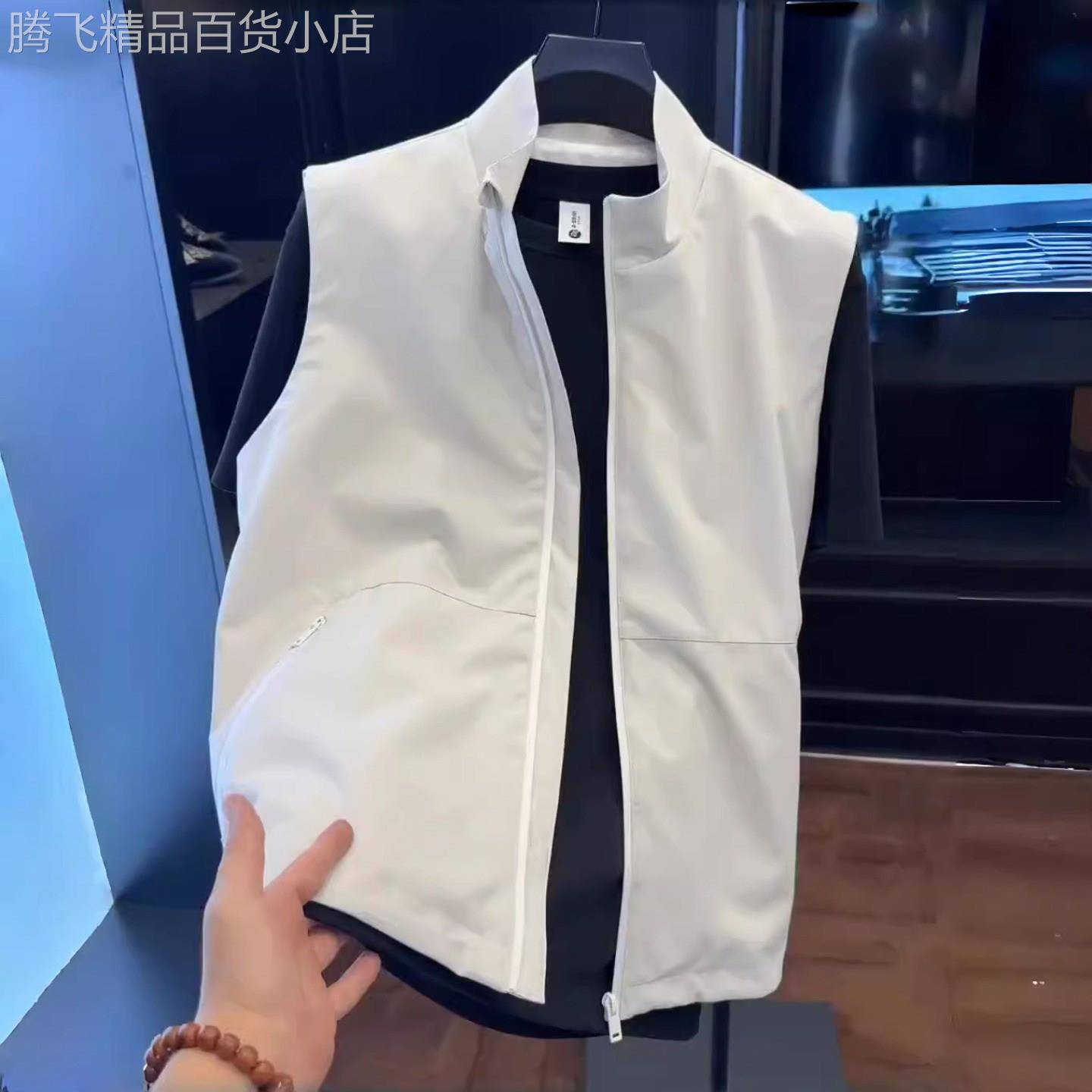 MK正品立领百搭马甲男春秋季高端明辑线挖袋休闲青年男士背心外套