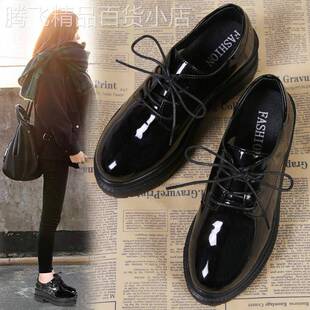 黑色软底小皮鞋女英伦风2025春秋新款平底厚底乐福鞋松糕单鞋女鞋