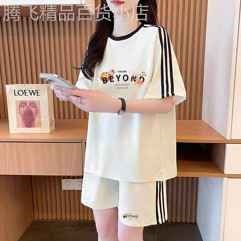 夏季套装女2026新款韩版宽松显瘦短袖t恤时尚运动短裤休闲两件式