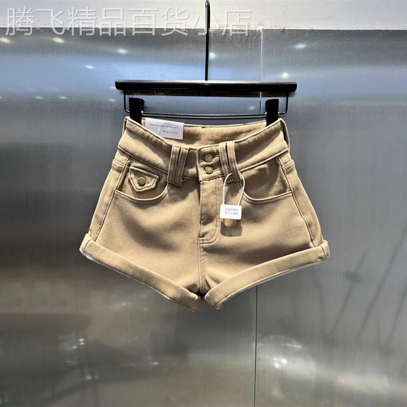 潮牌提臀辣妹牛仔短裤女2026夏季新款洋气双扣高腰时尚显瘦阔腿裤