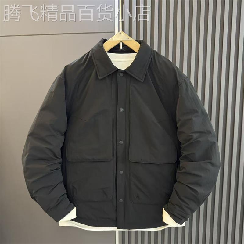 代购工装白鸭绒轻薄羽绒服翻领夹克男士冬季加厚保暖休闲宽松外套