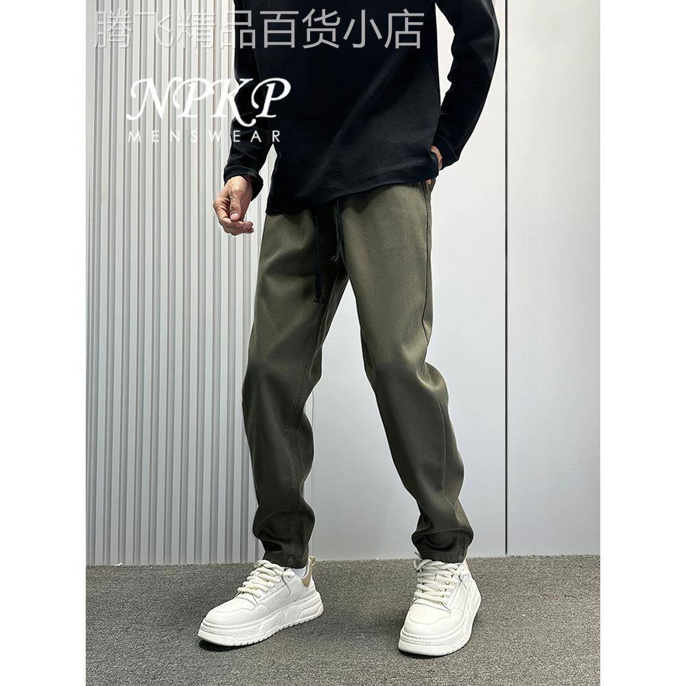 休闲裤男款春秋季新款修身微锥小脚九分裤潮流痞帅百搭直筒哈伦裤