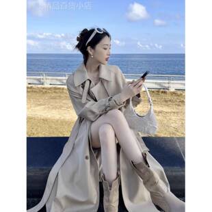 卡其色风衣外套女2025年新款流行秋冬小个子穿搭英伦风中长款大衣