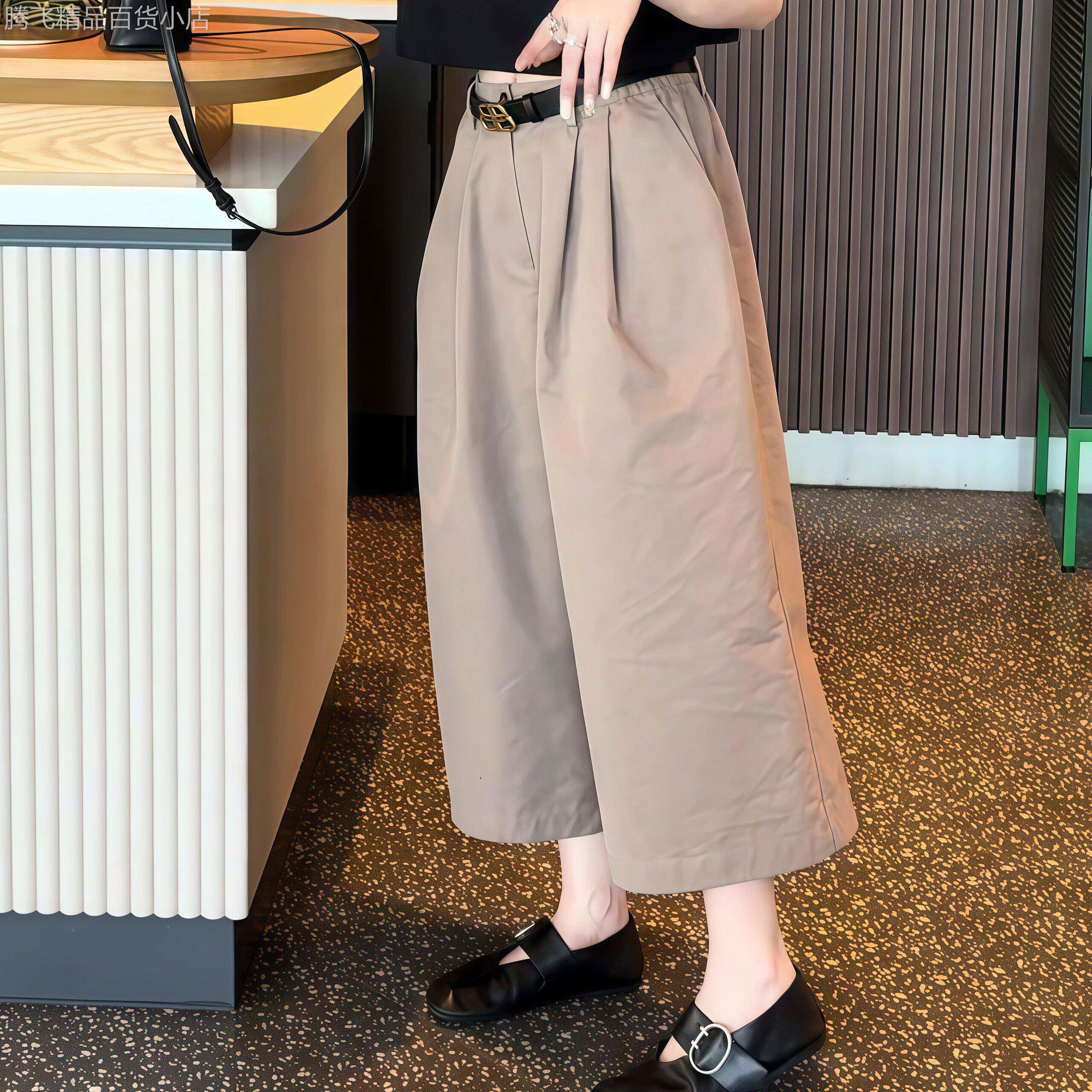 八分阔腿裤女2025冬季新款通勤感高腰显瘦百搭宽松时尚遮胯休闲裤