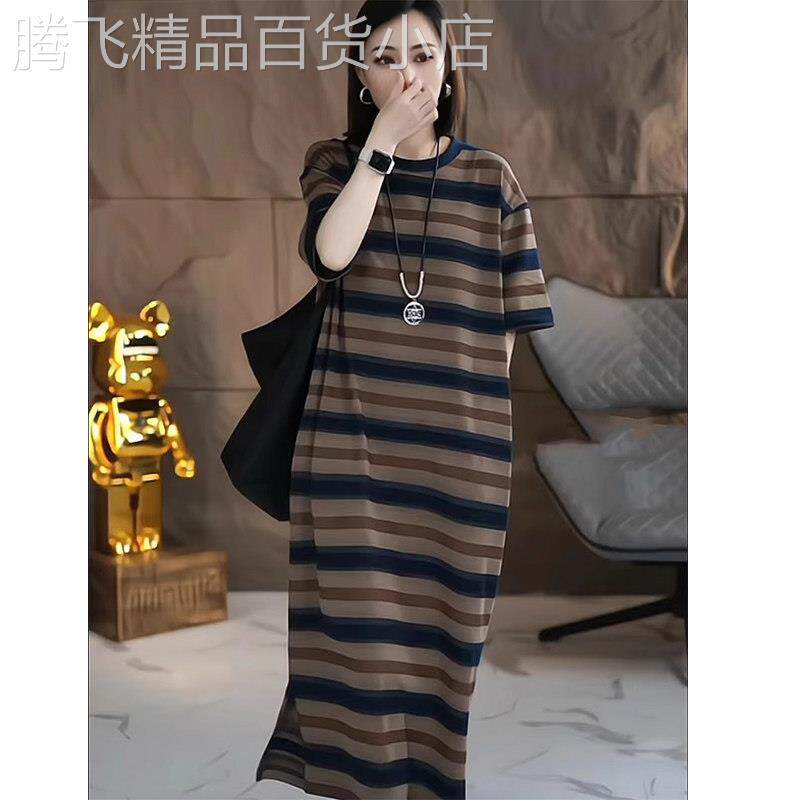 高级感可外穿家居服睡裙女款夏季纯棉长版睡衣夏天短袖大尺码洋装