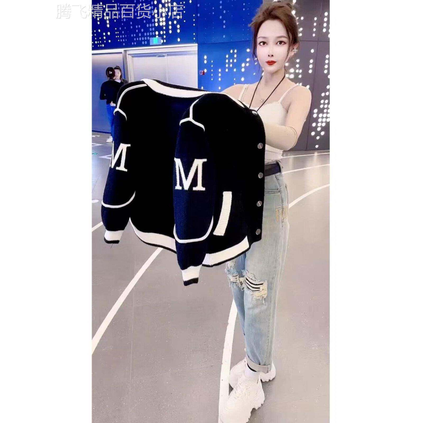 字母刺绣短款棒球服外套女秋冬季欧货洋气拼接撞色立领夹克上衣