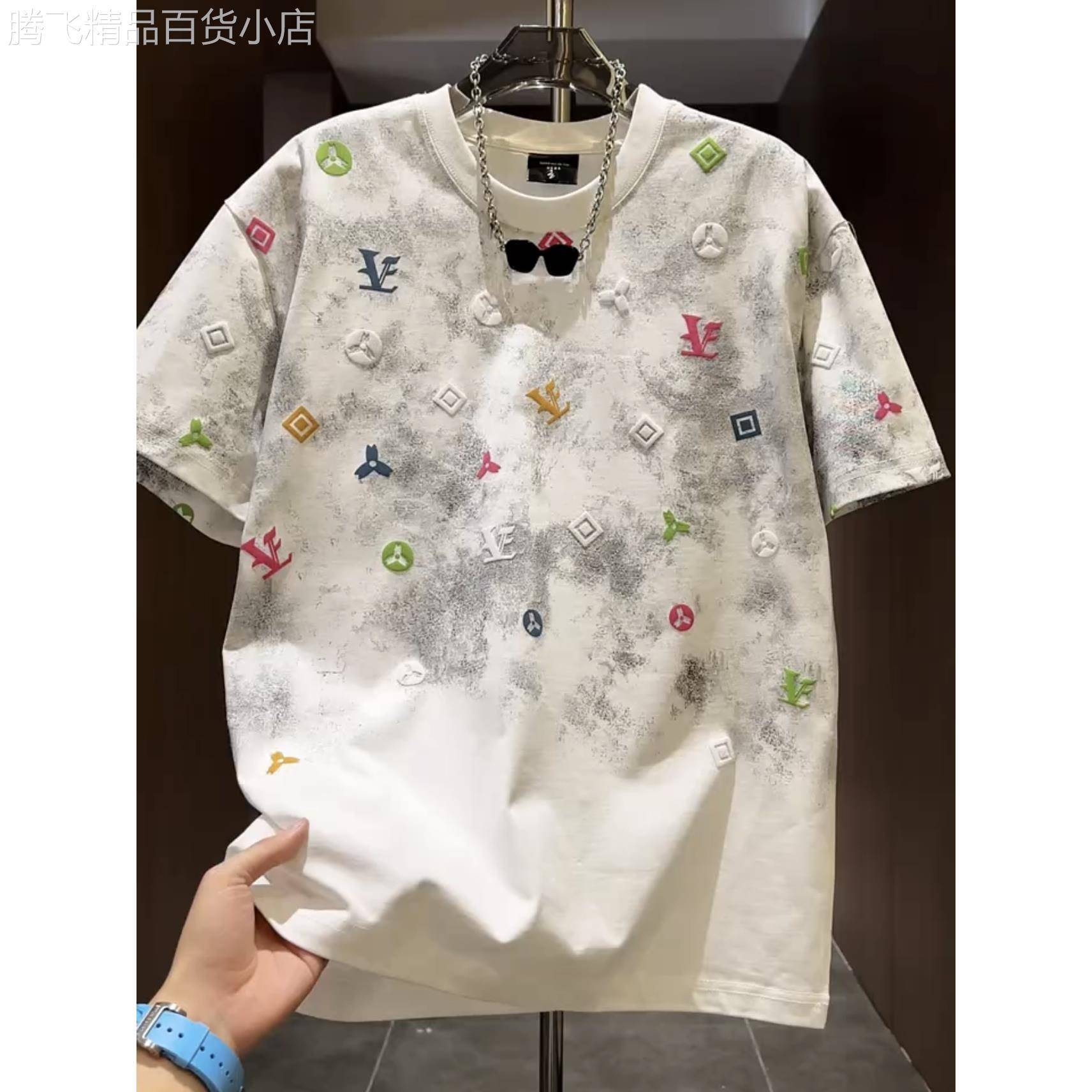 美式短袖T恤男士夏季时尚潮流休闲百搭机车痞帅高端青年半袖上衣
